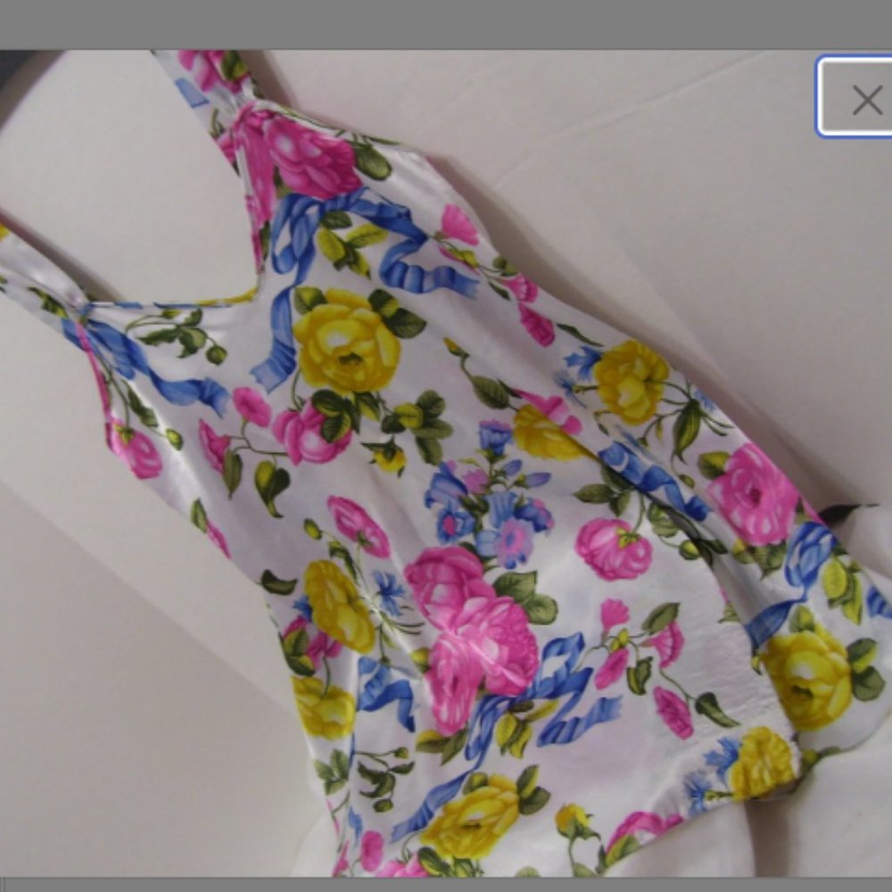 Josie Sexy Bright Floral Chemise Nightgown Blue Pink White Size S